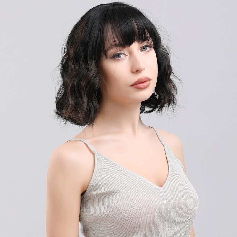 

Natural Short Wig With Bangs, Black
