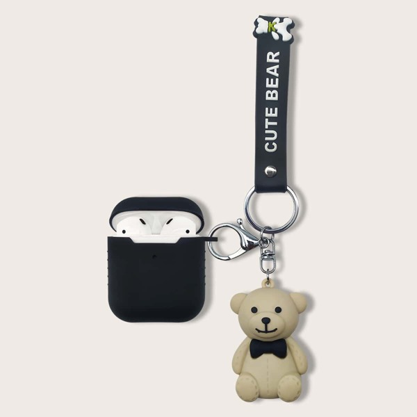 

Cartoon Bear Pendant Case For Airpods, Black
