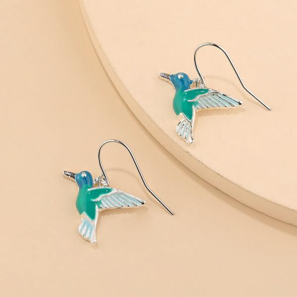 

Bird Drop Earrings, Blue