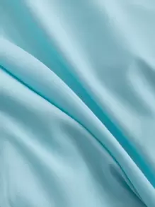 Plain Ruffle Trim Duvet Cover Without Filler - Blue - View 2