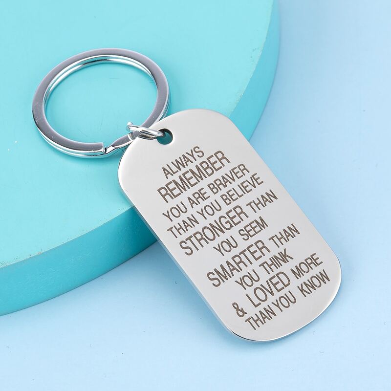 

Slogan Graphic Metal Keychain, Silver