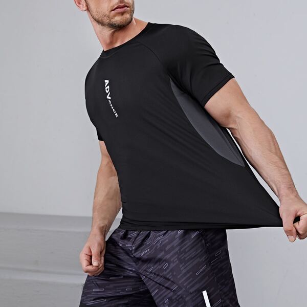

Men Letter Graphic Sports Tee, Black