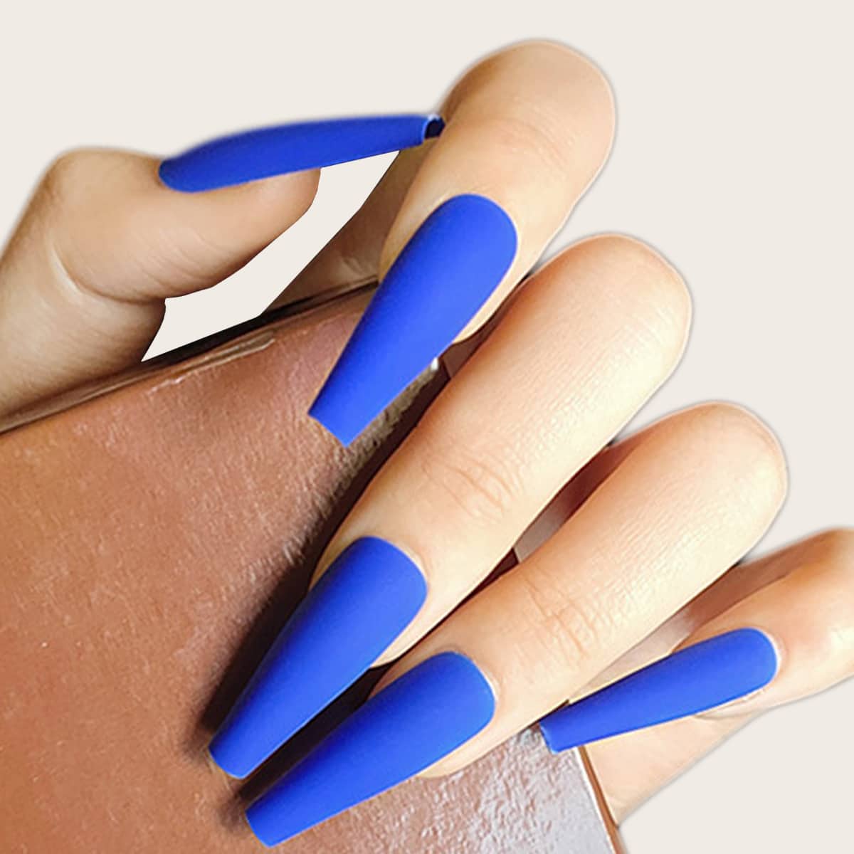 

24pcs Fake Nail & 1sheet Tape, Royal blue