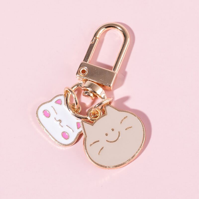 

Cartoon Cat Decor Keychain, Gold
