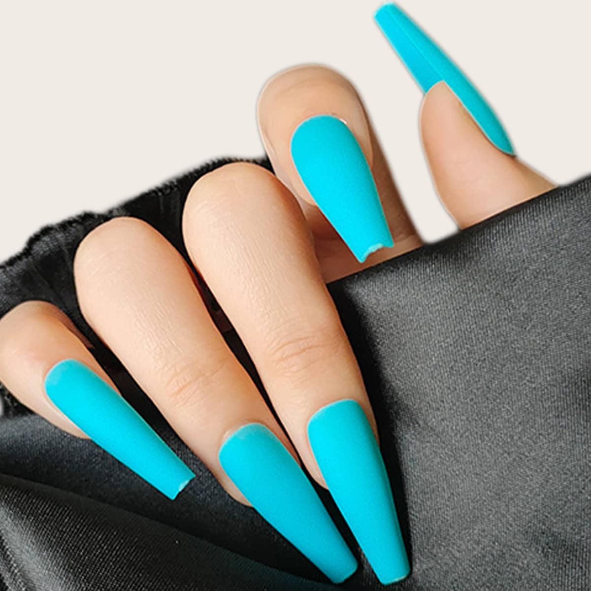 

24pcs Fake Nail & 1sheet Tape, Blue
