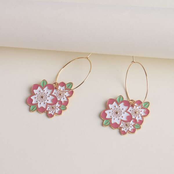 

Flower Decor Drop Earrings, Multicolor