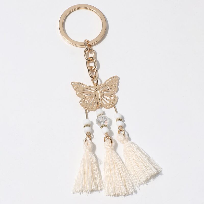 

Butterfly & Tassel Decor Keychain, Gold