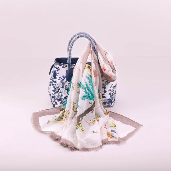 

Tree & Animal Print Scarf, Multicolor