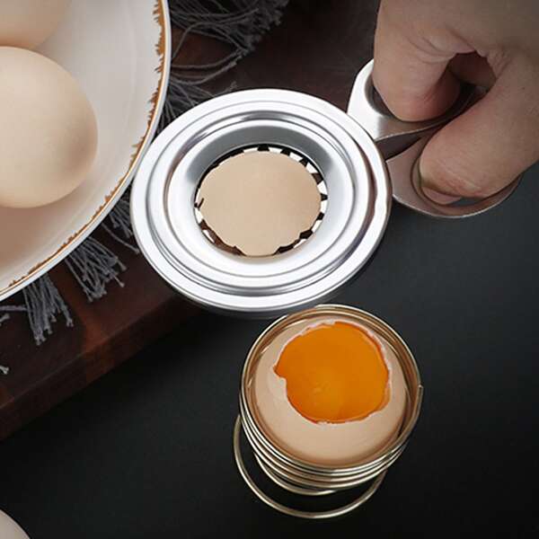

1pc Stainless Steel Eggshell Topper Cutter, Silver