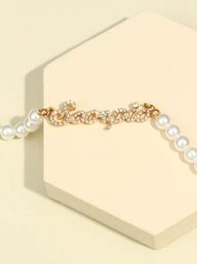 Faux Pearl Beaded Necklace - White - View 3