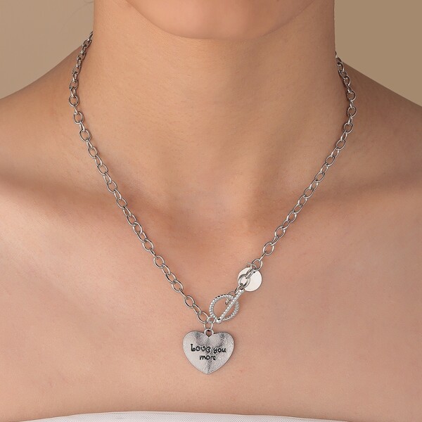 

Heart Charm Necklace, Silver