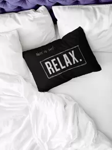 字母圖案腰枕套不附帶墊芯 - 黑與白 - 查看 3