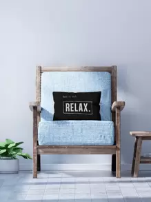 字母圖案腰枕套不附帶墊芯 - 黑與白 - 查看 4