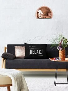 字母圖案腰枕套不附帶墊芯 - 黑與白 - 查看 5