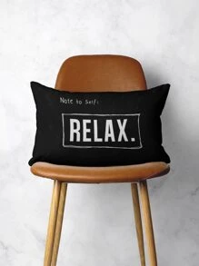 字母圖案腰枕套不附帶墊芯 - 黑與白 - 查看 6