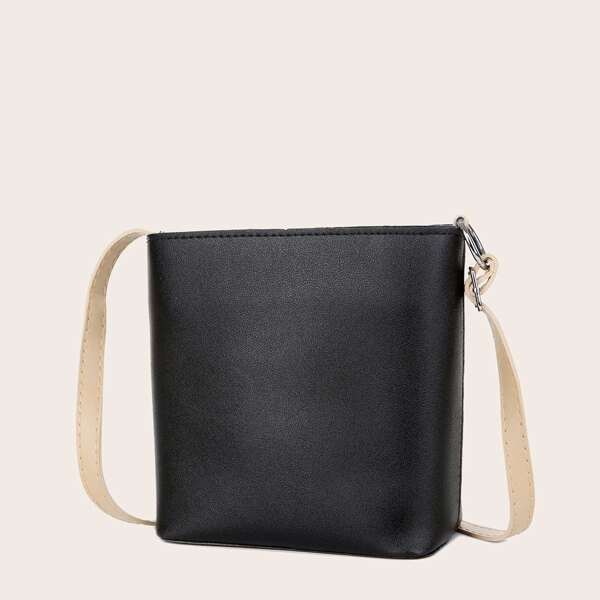 

Minimalist Two Tone Crossbody Bag, Black
