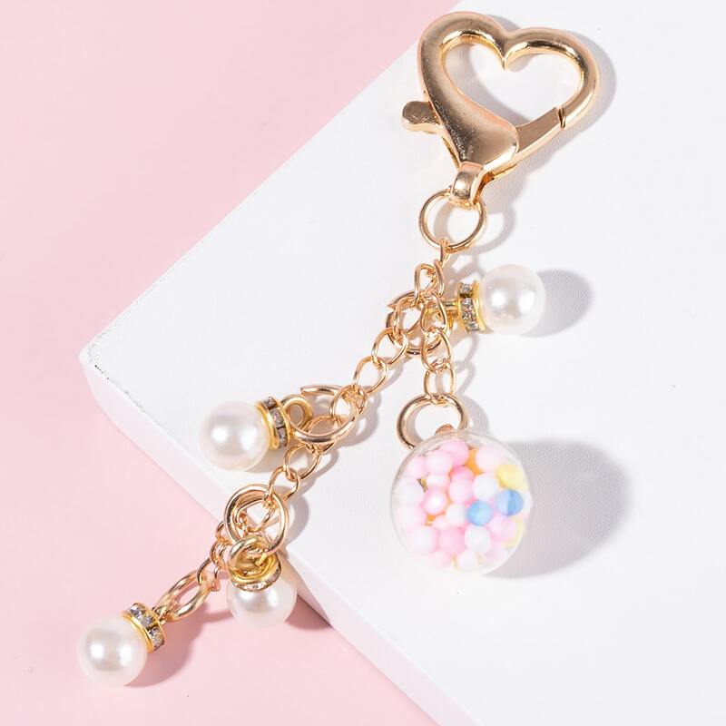 

Faux Pearl Decor Keychain, Gold