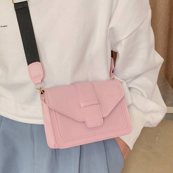 

Minimalist Flap Crossbody Bag, Pink