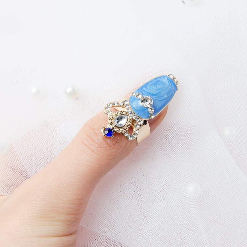 

Rhinestone Decor Fingernail Ring, Blue