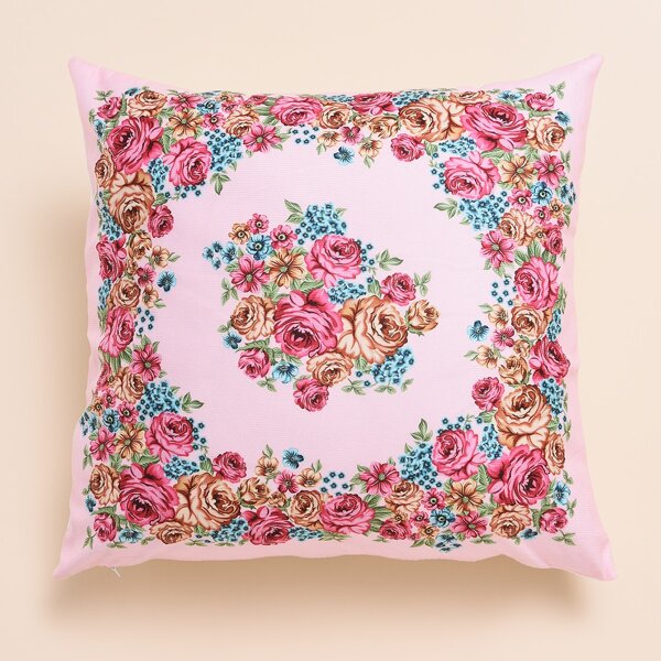 

Flower Print Cushion Cover Without Filler, Multicolor