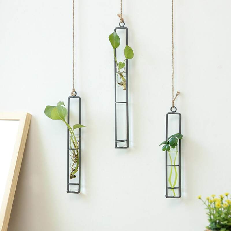 

1pc Rectangle Wall Hanging Without Plant, Black