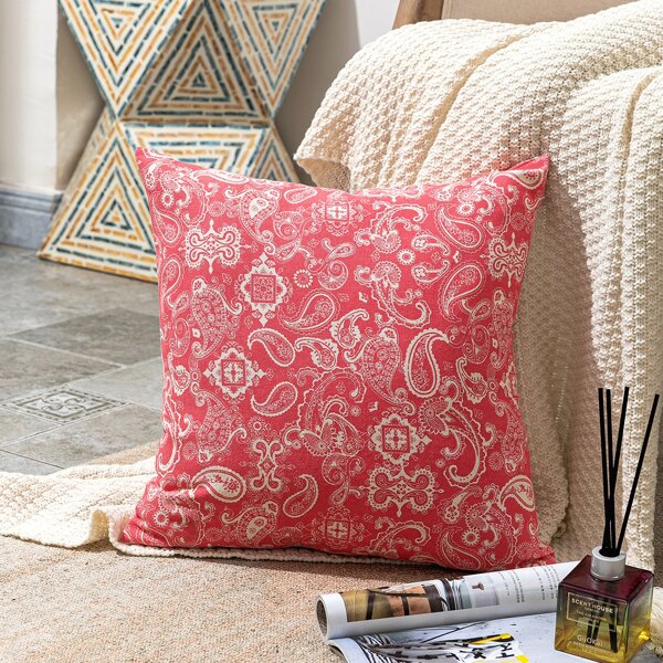 

Paisley Print Cushion Cover Without Filler, Red