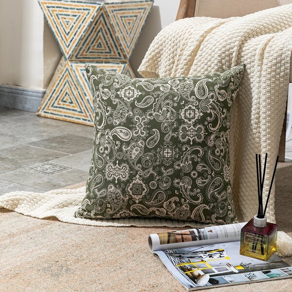 

Paisley Print Cushion Cover Without Filler, Green