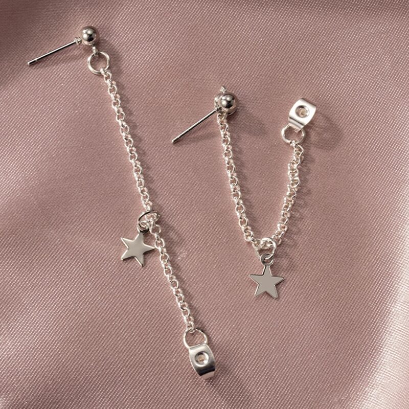 

Star Drop Earrings, Silver