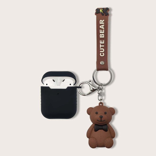 

Cartoon Bear Pendant Case For Airpods, Black
