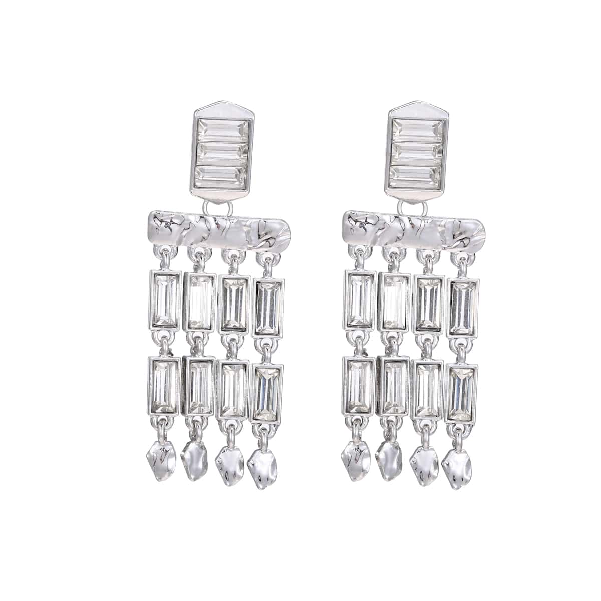 

Rhinestone Tassel Drop Earrings, White
