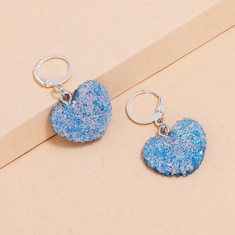 

Heart Drop Earrings, Blue