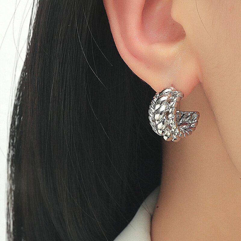 

Textured Hoop Earrings, Silver