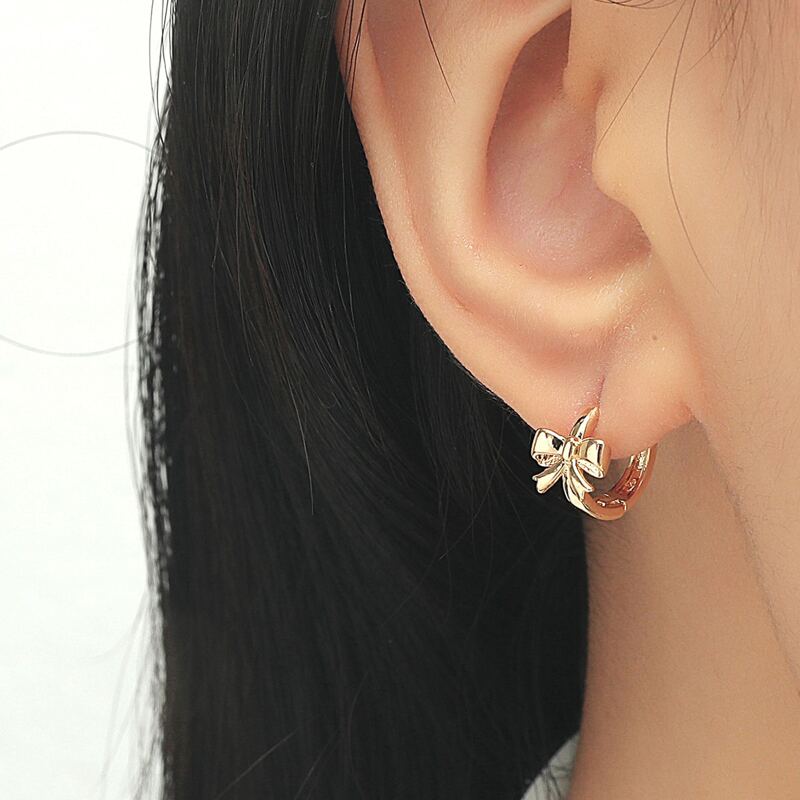 

Bow Hoop Earrings, Gold