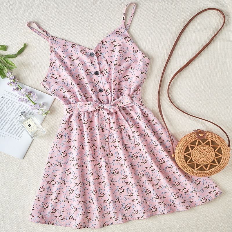 

Ditsy Floral Belted Cami Dress, Pink