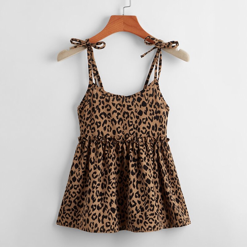 

Leopard Tie Shoulder Cami, Multicolor
