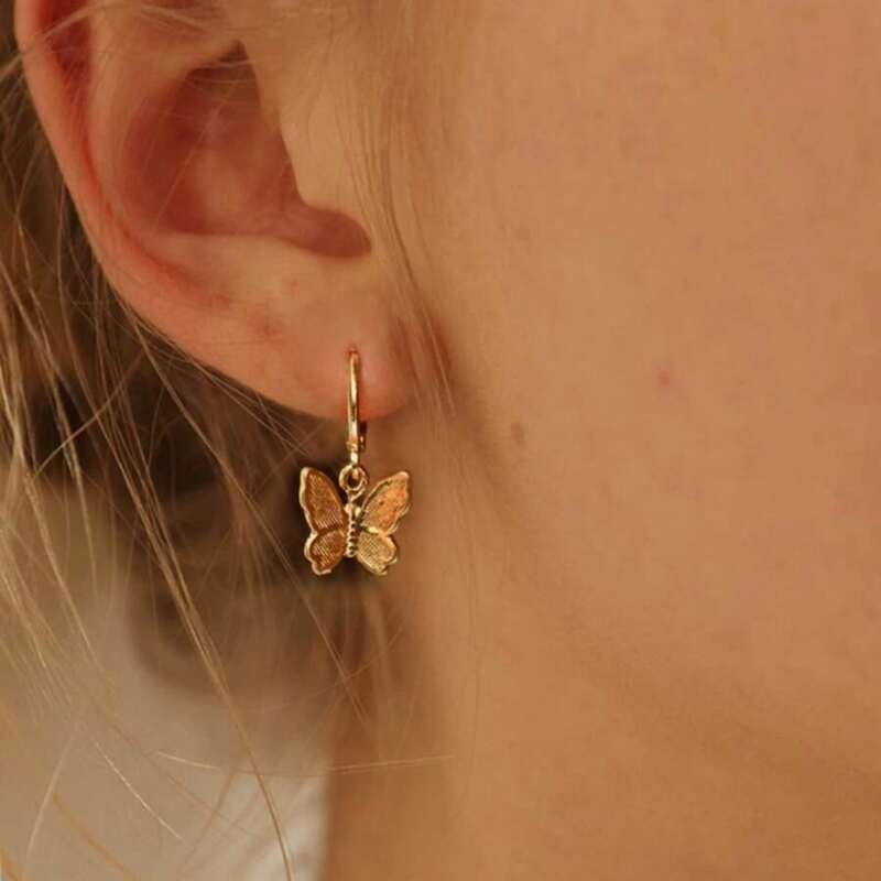 

Butterfly Drop Earrings, Gold
