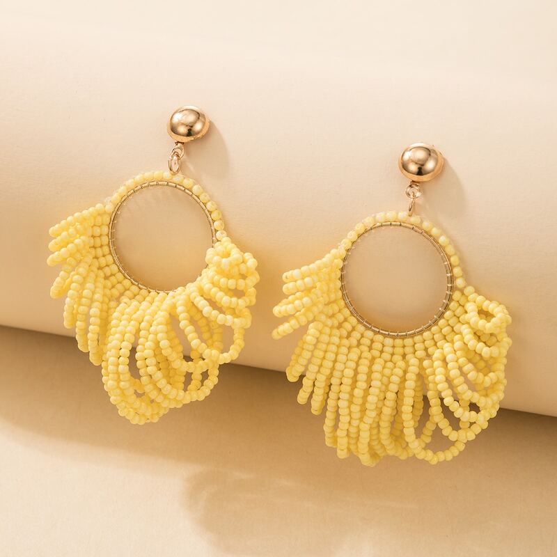 

Beaded Drop Earrings, Yellow