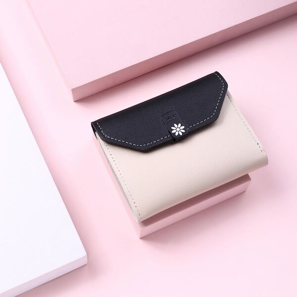 

Color Block Fold Over Purse, Beige