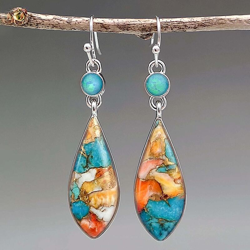 

Colorful Water Drop Earrings, Multicolor