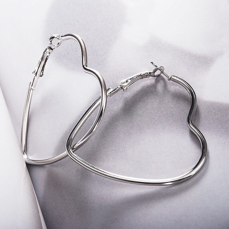 

Heart Hoop Earrings, Silver