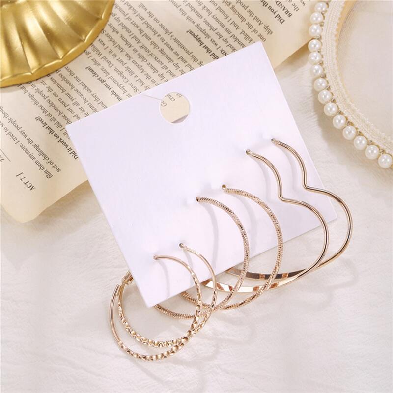 3pairs Heart Hoop Earrings, Rose gold