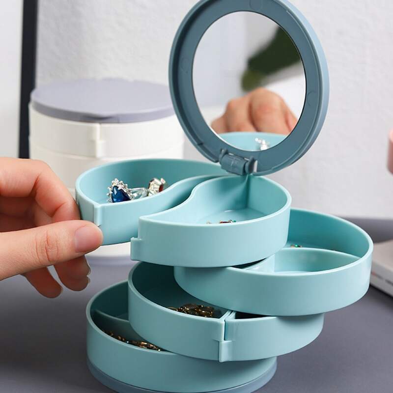 

1pc Rotatable Jewelry Storage Box, Baby blue