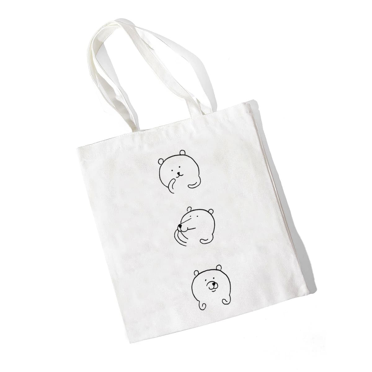 

Cartoon Bear Tote Bag, White