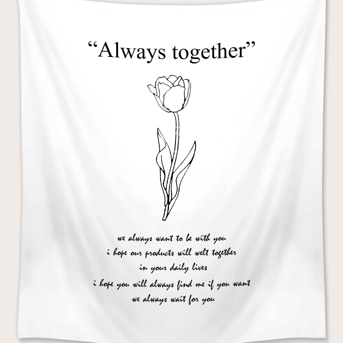 

Slogan Graphic & Floral Tapestry, Black and white