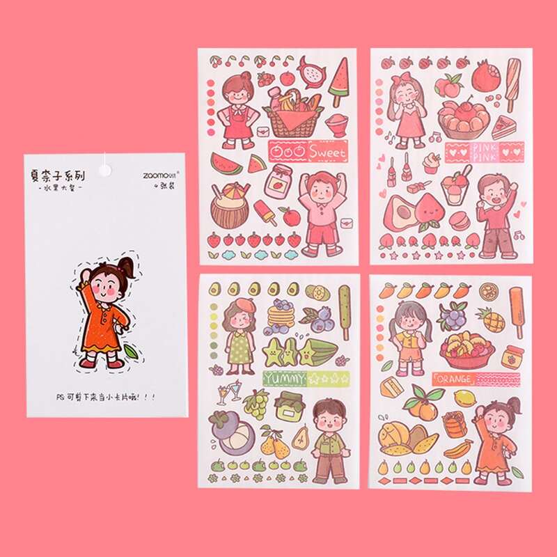 

4sheets Cartoon Sticker, Multicolor