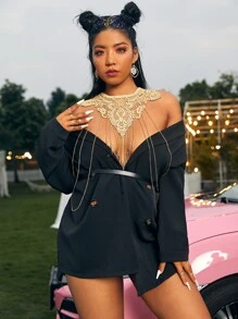 Cadena De Cuerpo En Capas - Amarillo Oro - Ver 4