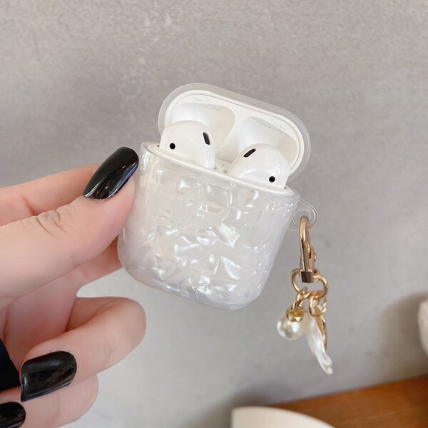

Glitter Shell Pattern Case For Airpods, White