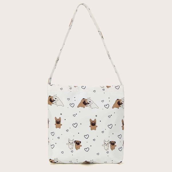 

Cartoon Graphic Shoulder Bag, White