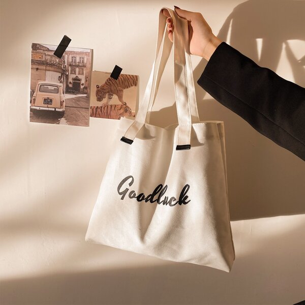 

Letter Graphic Shopper Bag, White