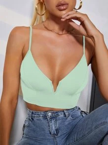 SHEIN SXY V Wired Crop Cami Top - Mint Green - View 1
